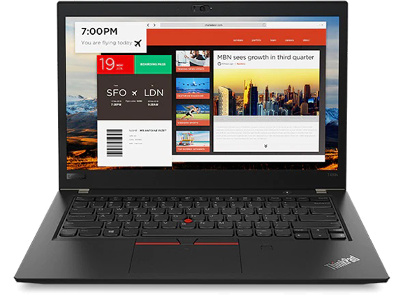 Lenovo ThinkPad T480s - Front shot with multiple apps opened