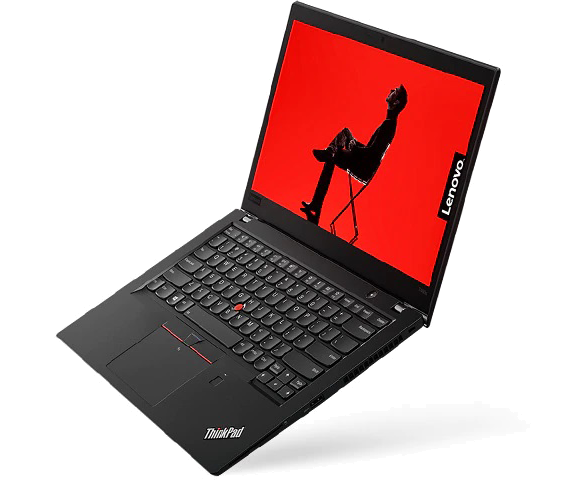 Lenovo ThinkPad T480s - Side-on shot showing the laptop's thinness and vibrant 14